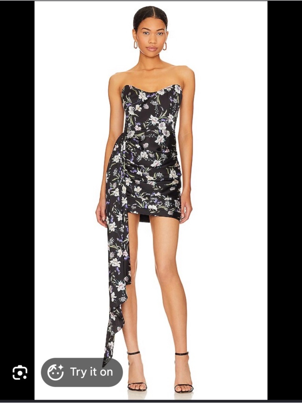 Women’s Katie May black floral strapless dress size small